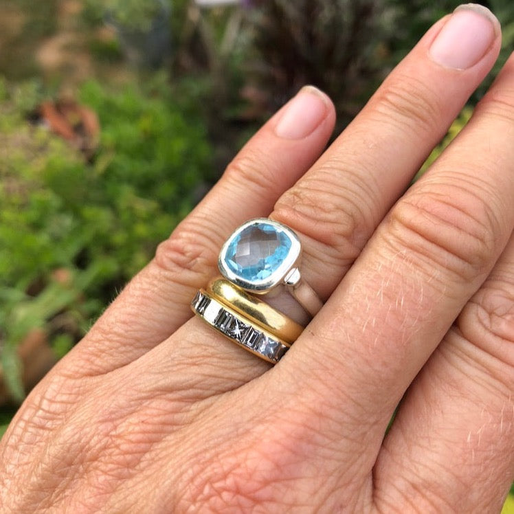 Cushion Ring in Blue Topaz