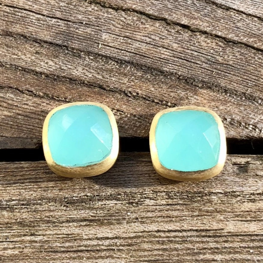 chalcedony stud earrings in chalcedony