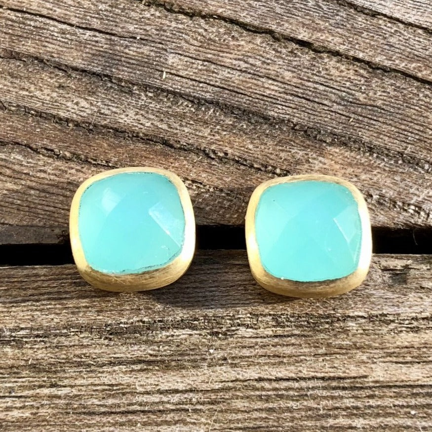 chalcedony stud earrings in chalcedony