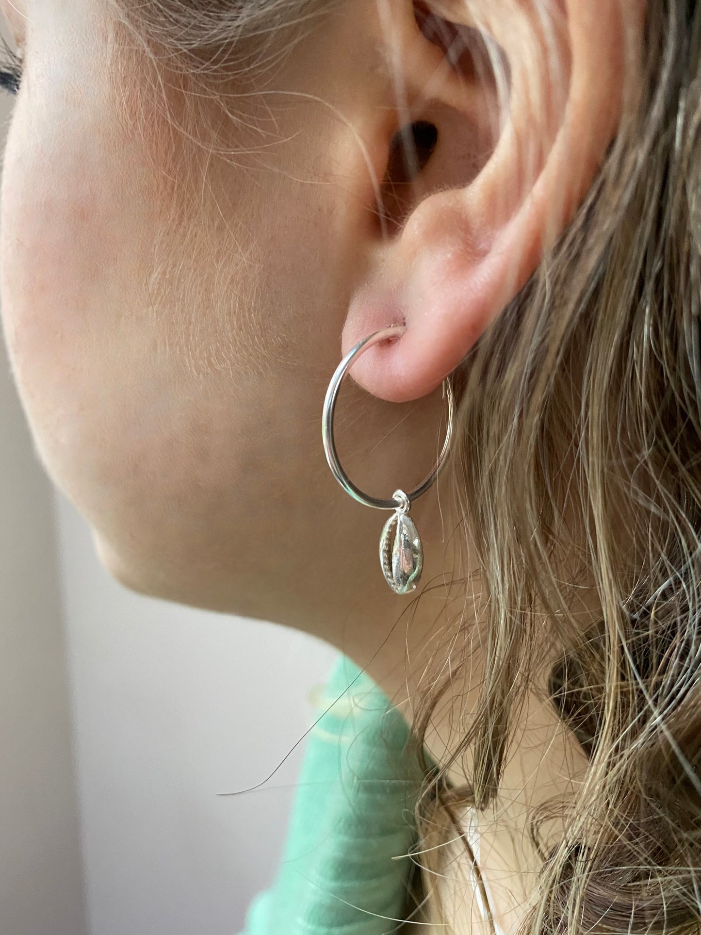 Shell Charm Hoop Earring