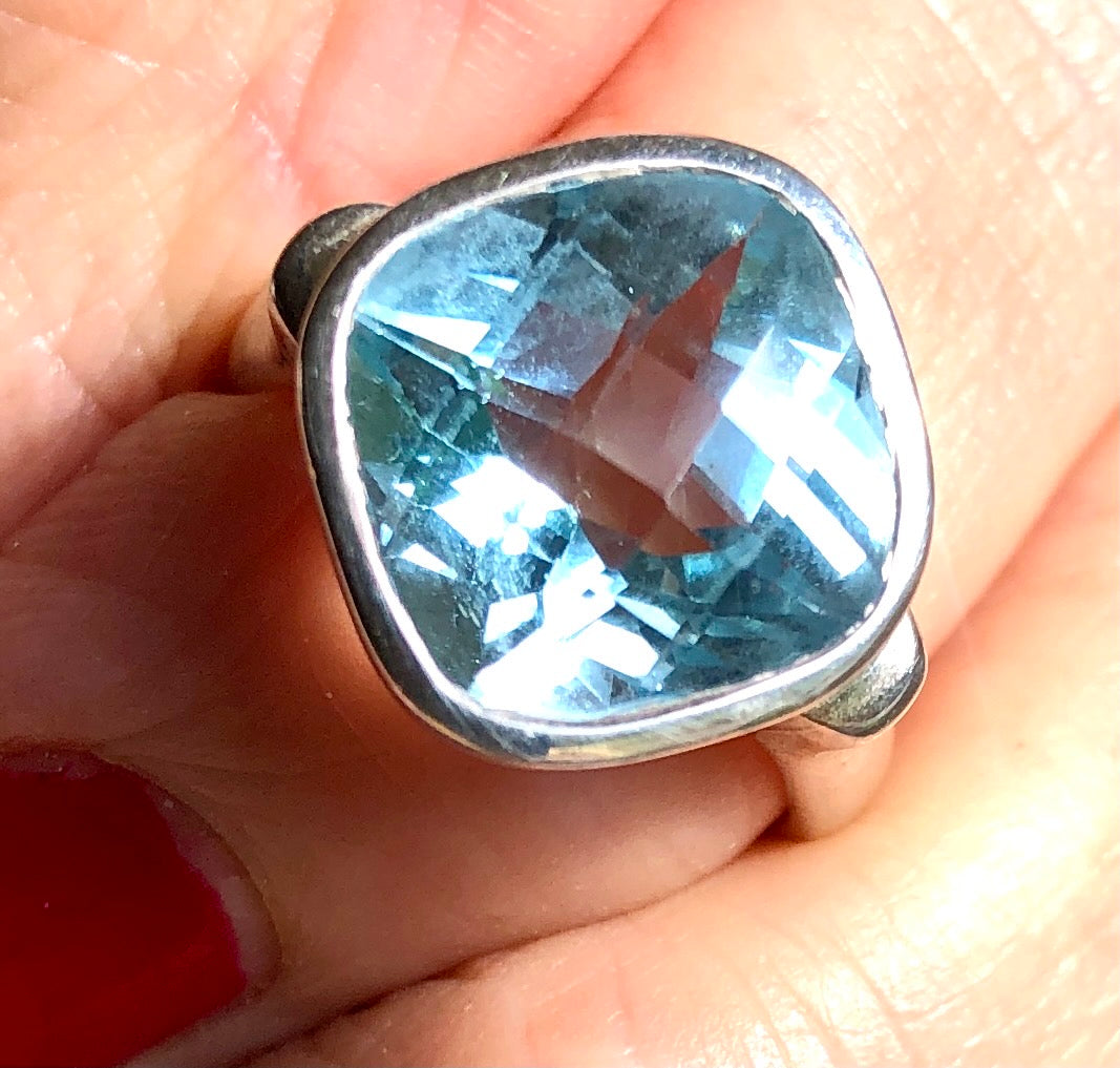 Cushion Ring in Blue Topaz