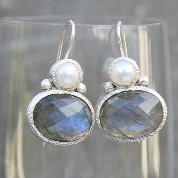 pearl and labradorite in silver