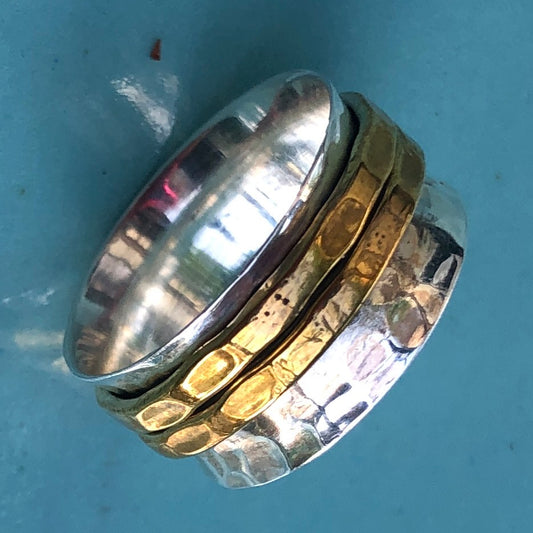 Spinning Ring with Two Gold Bands