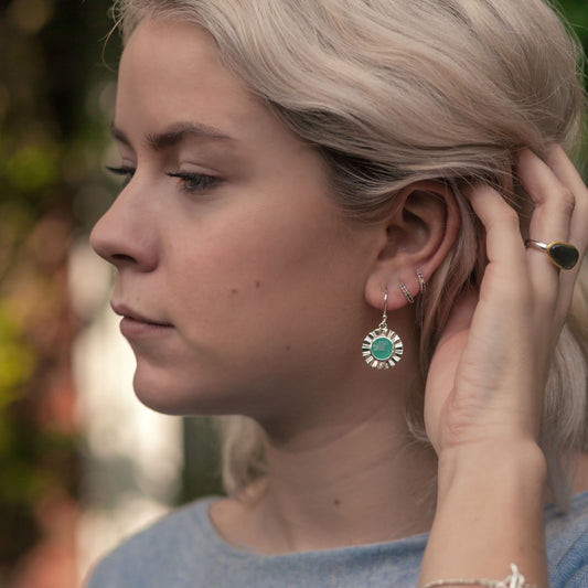 tiffin silver earring with chalcedony